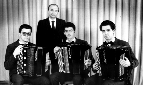 With ensemble trio bayan-players: Boris Polun, Evgeniy Kalashnikov, Andrey Polun